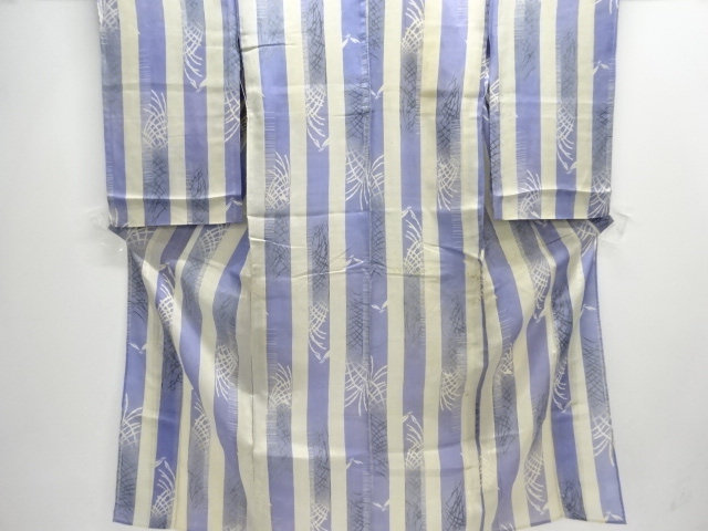 JAPANESE KIMONO / ANTIQUE SUMMER KIMONO / SILK / DRAGONFLY & PLANTS